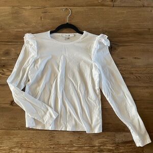 Joe's Jeans White Ruffled Fitted Long Sleeve Blouse